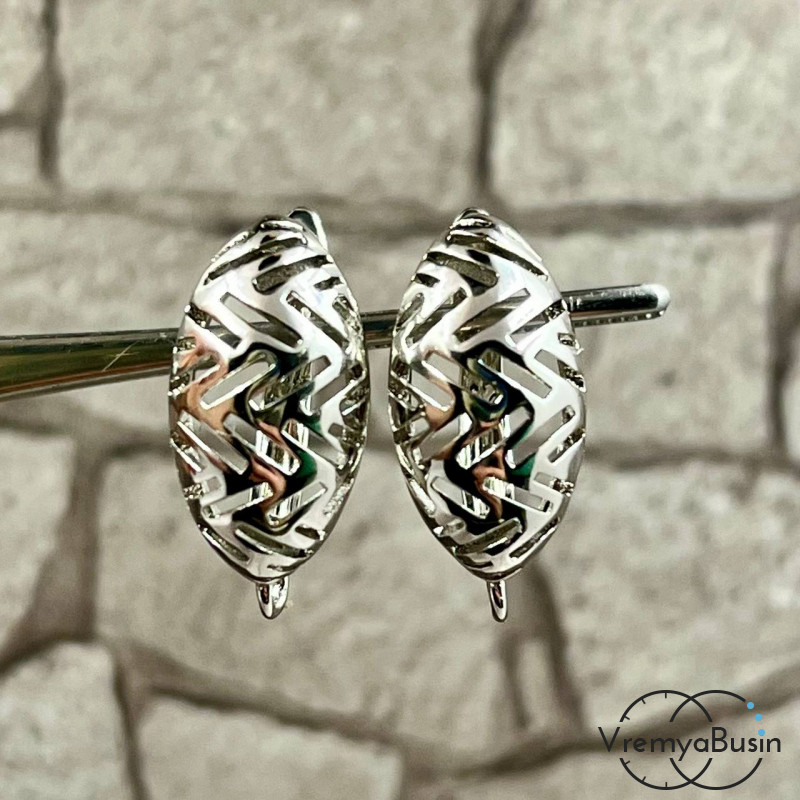 Швензы с английским замком, 18х9 мм, латунь с родиевым покрытием (1 пара)