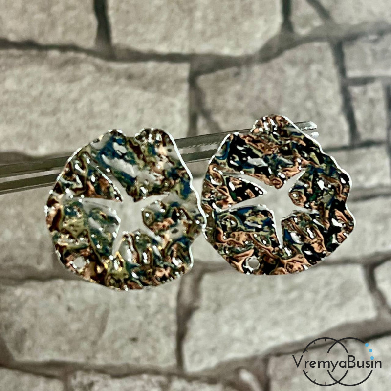 Швензы-гвоздики со звездой, 17 мм, из латуни с родиевым покрытием (1 пара)