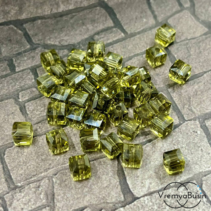 Бусины кубики из граненого стекла, 6 мм, цв. дымчатый    (упак. 10 шт.)