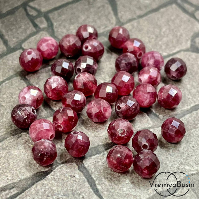 Гранат. Бусины шарики 6 мм с ювелирной огранкой (1 шт.)