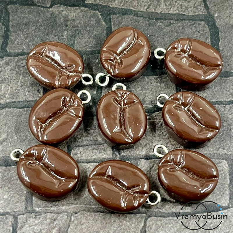 Подвески акриловые "Зерна кофе", 18х13х6 мм   (1 шт.)