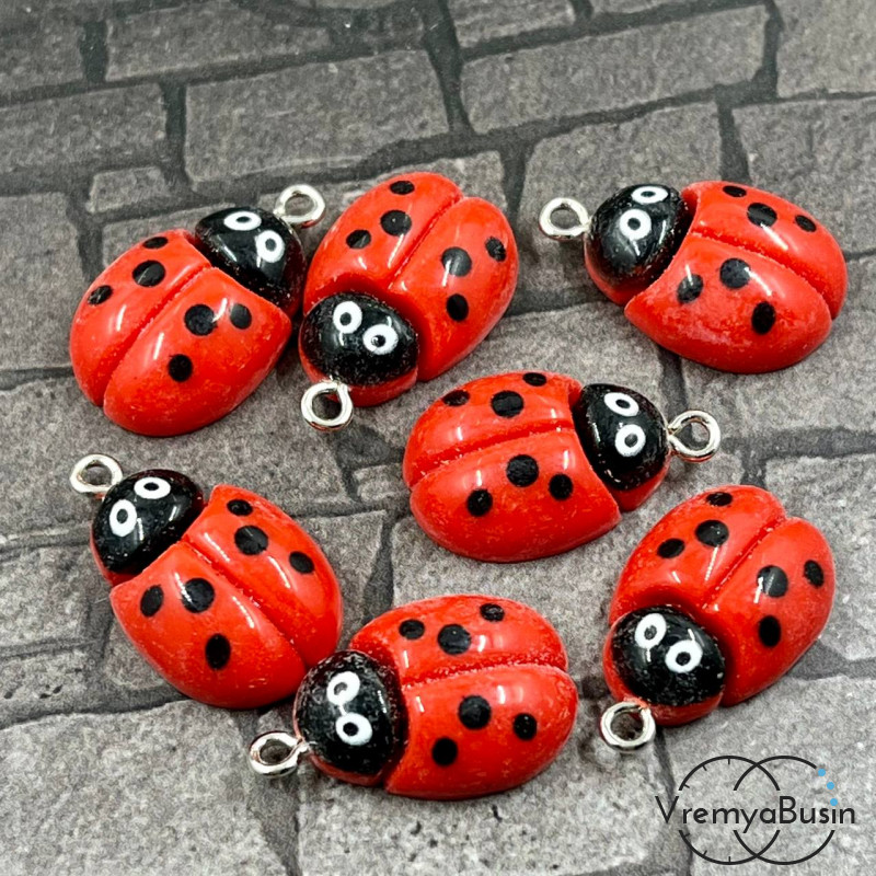 Подвеска акриловая "Божья коровка", 18х14х7 мм  (1 шт.)