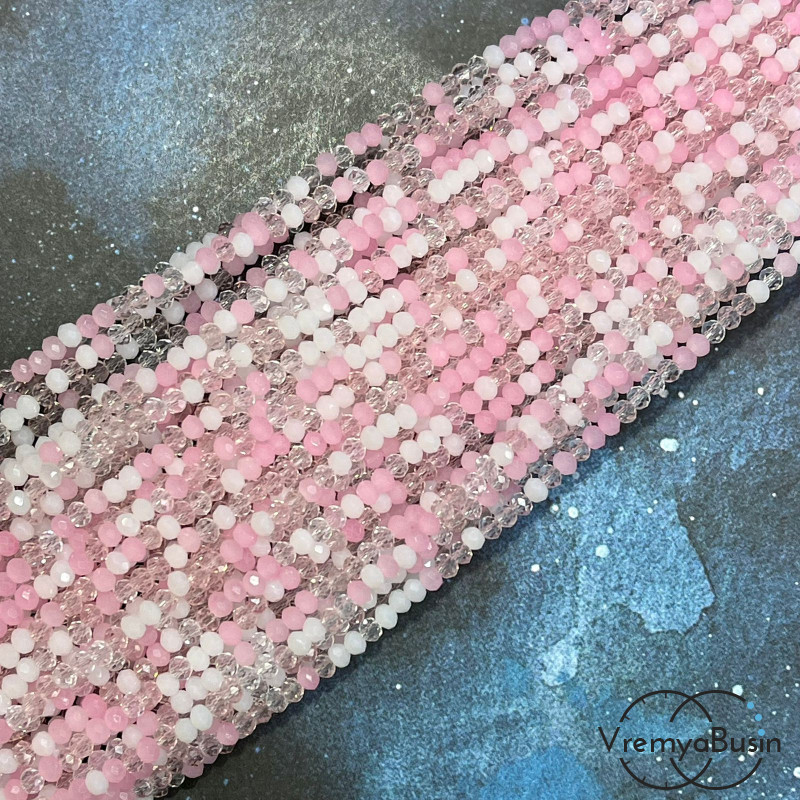 Бусина рондель из граненого стекла 2х3 мм (нить 130 шт.)   