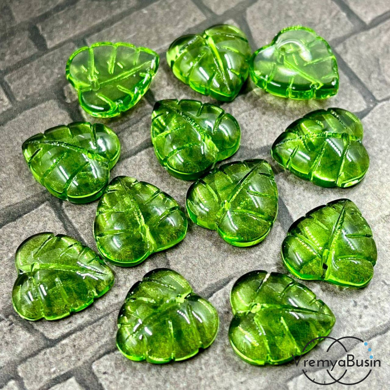 Листик, бусина из гладкого стекла,    13х14   мм (1 шт.)