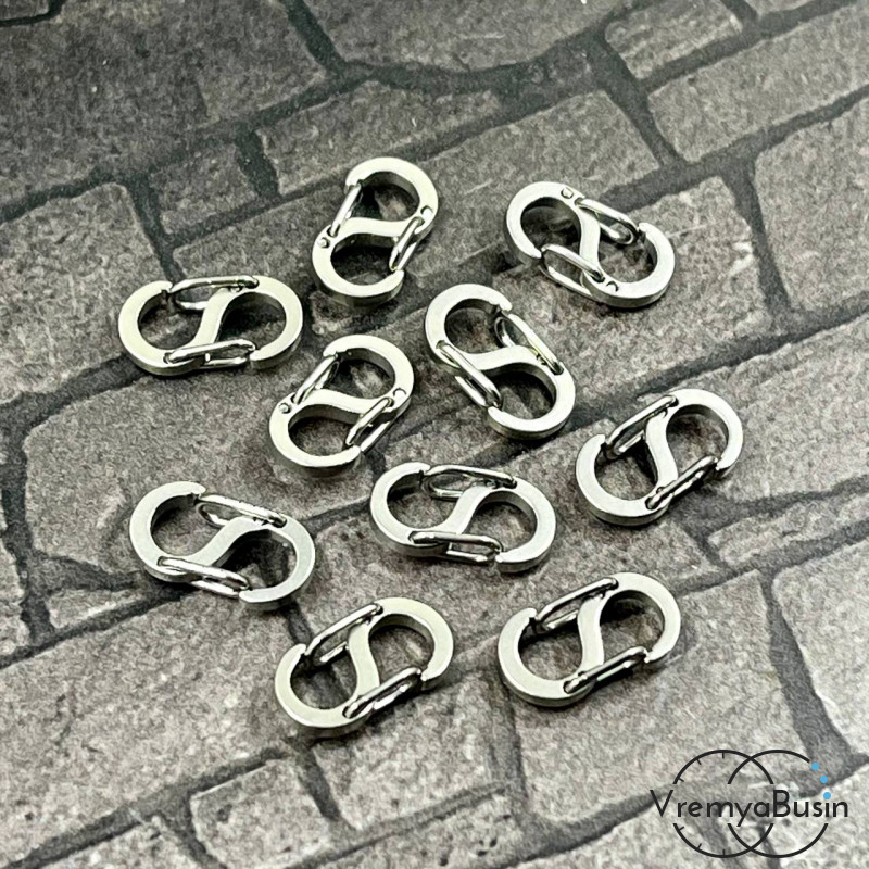 Карабин-крючок из нержавеющей стали, двойной, 7х12  мм (1 шт.)