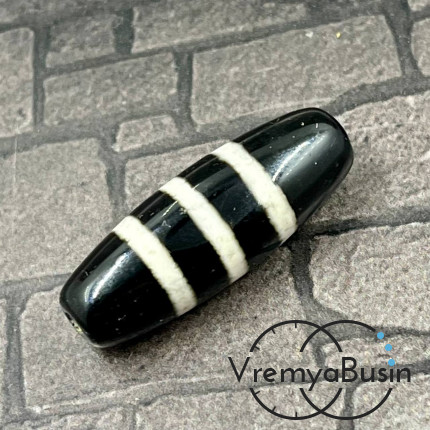 Бусина Дзи из агата "Медицина", 30х10 мм (1 шт.)