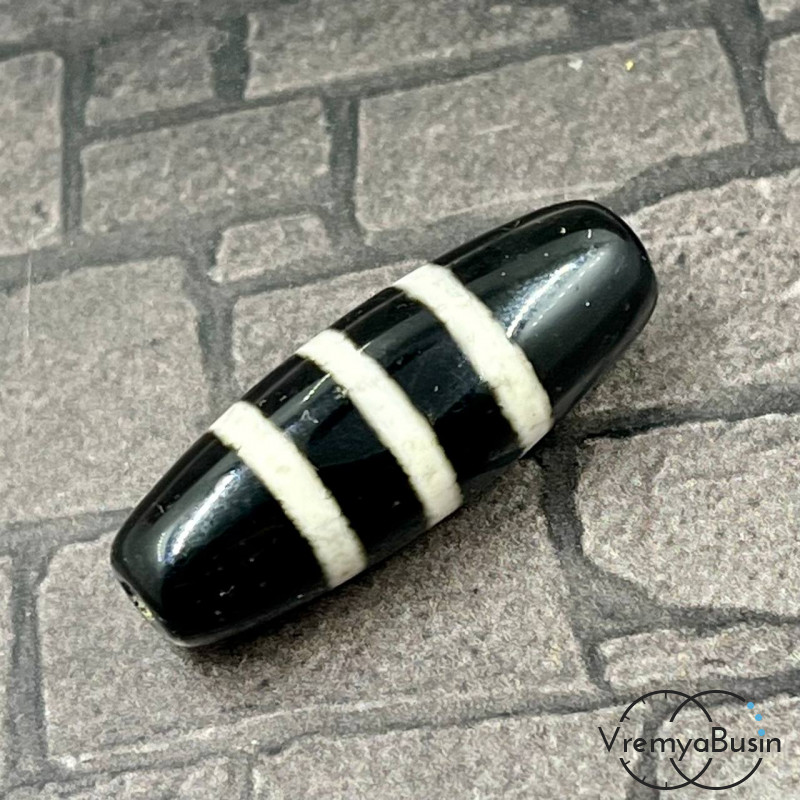 Бусина Дзи из агата "Медицина", 30х10 мм (1 шт.)