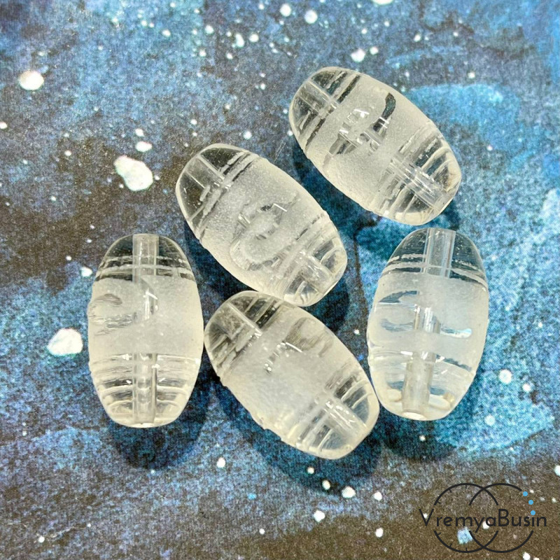 Резная бусина Дзи из кварца "Зеленая Тара", 20х12 мм (1 шт.)