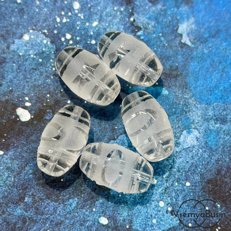 Резная бусина Дзи из кварца "Солнце, луна и звезда", 20х12 мм (1 шт.)