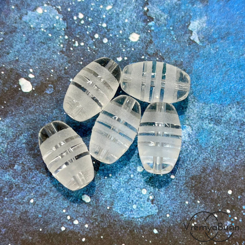 Резная бусина Дзи из кварца «Полосатая», 20х12 мм (1 шт.)