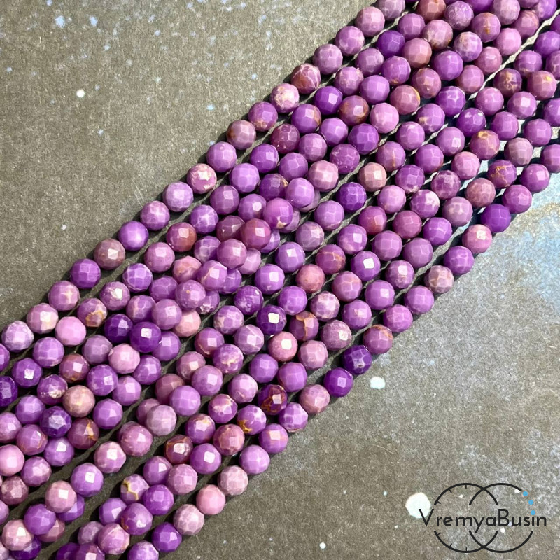 Фосфосидерит, шарик с ювелирной огранкой, 4.5 мм (нить, ок. 40 см.)