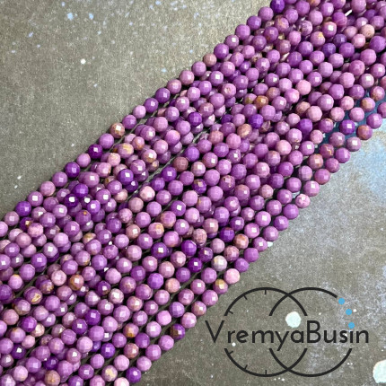 Фосфосидерит, бусины шарики с ювелирной огранкой, 3.5 мм (нить, ок. 40 см.)