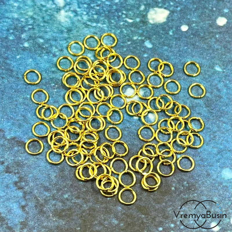Колечки соединительные из нержавеющей стали,  5х0.7 мм, цв. золото (упак.  ок. 50 шт.)
