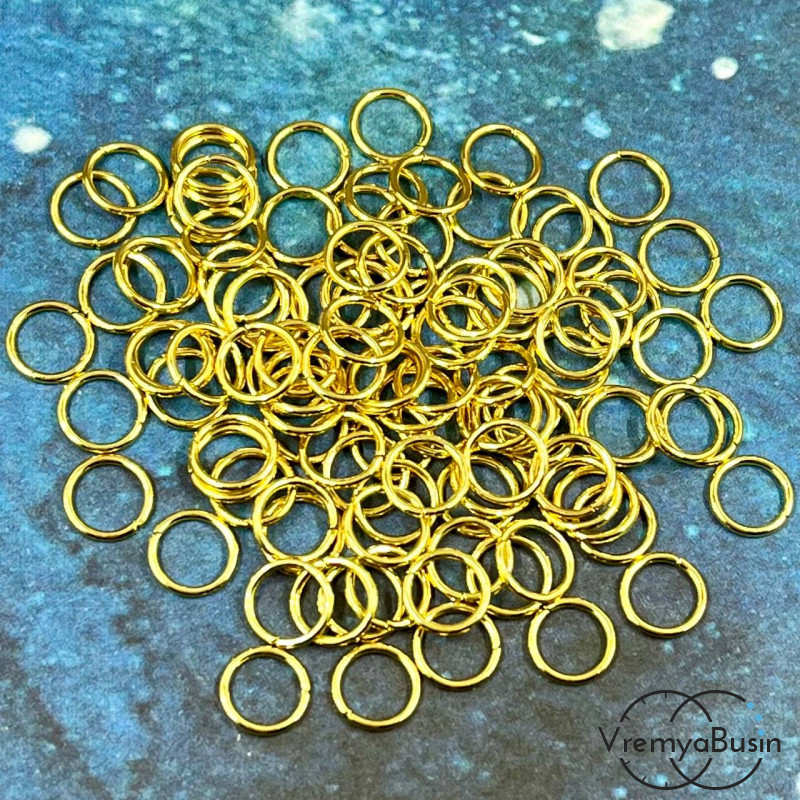 Колечки соединительные из нержавеющей стали,  7х0.8 мм, цв. золото (упак.  ок. 50 шт.)