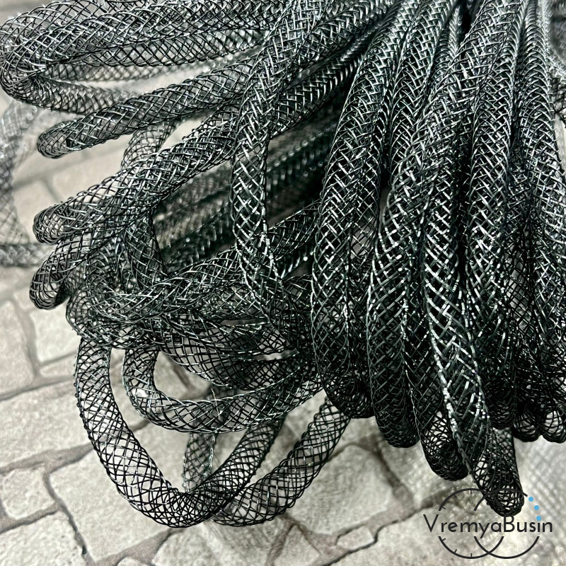 Полый шнур из нейлоновой сетки, 4 мм, цв. черный  (1 м.)