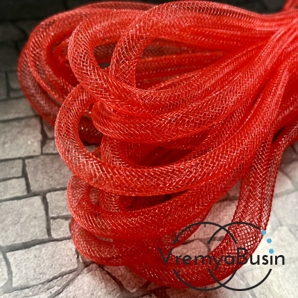 Полый шнур из нейлоновой сетки, 8 мм, цв. красный (1 м.)