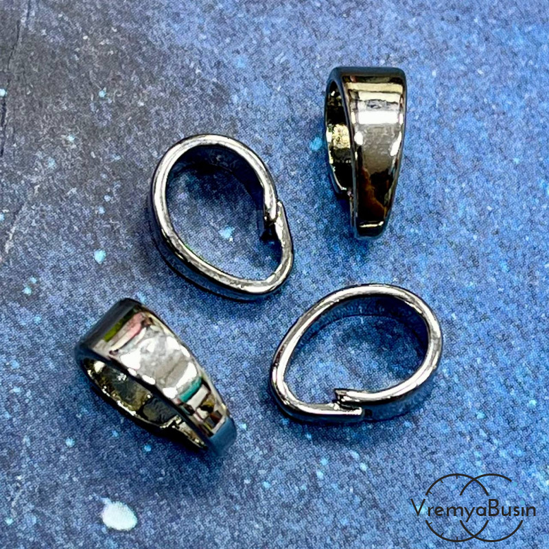 Бейл-карабин, 11х5 мм, латунь с родиевым покрытием (1 шт.)