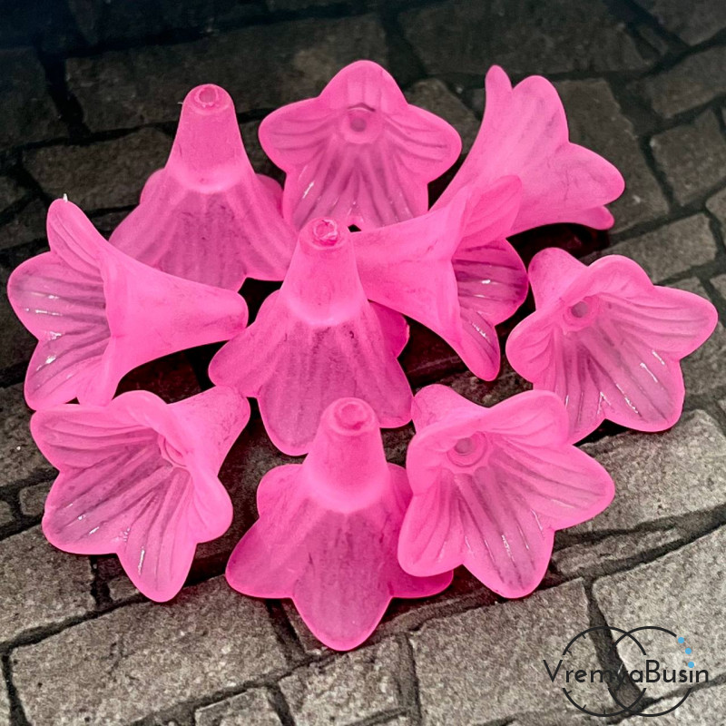 Бусины акриловые колокольчики, 21х23 мм, цв. матовый темно-розовый (упак. 10 шт.)