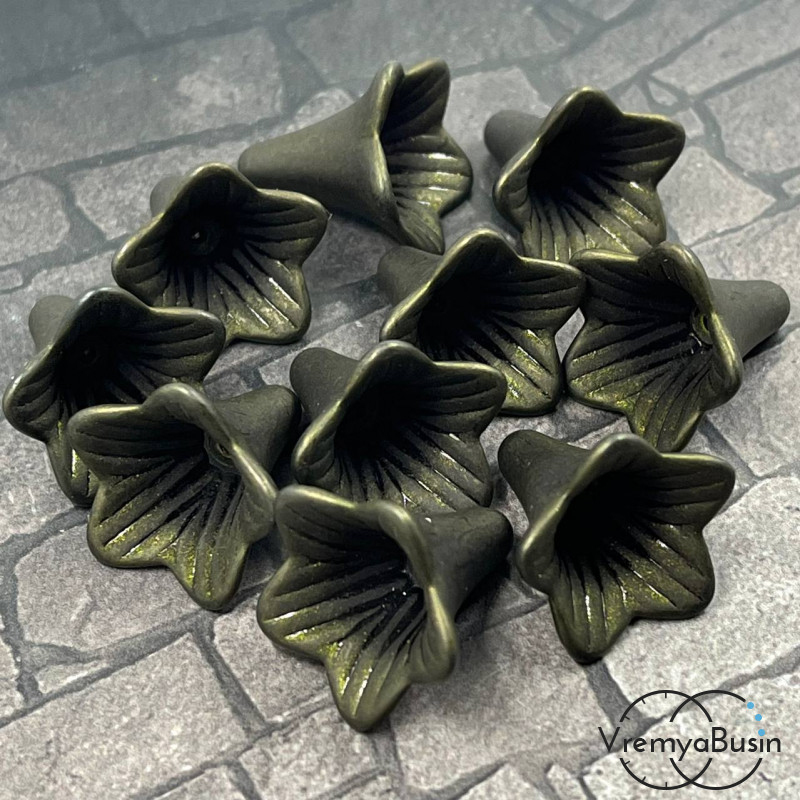 Бусины акриловые колокольчики, 21х23 мм, цв. матовый шоколадный (упак. 10 шт.)