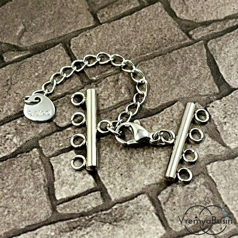 Карабин с коннекторами на 4 нити, размер конн. 20 мм, нержавеющая сталь (1 шт.)