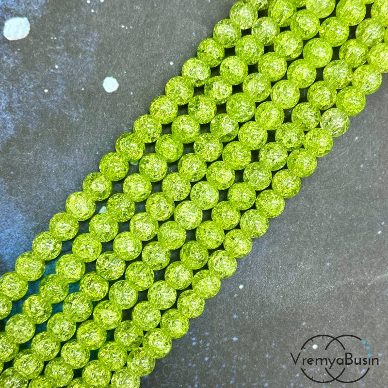 Кварц кракле, шарик гладкий 6 мм (нить, ок. 65 шт.)