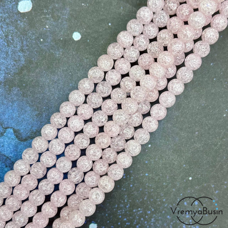 Кварц кракле, шарик гладкий 6 мм (нить, ок. 65 шт.)