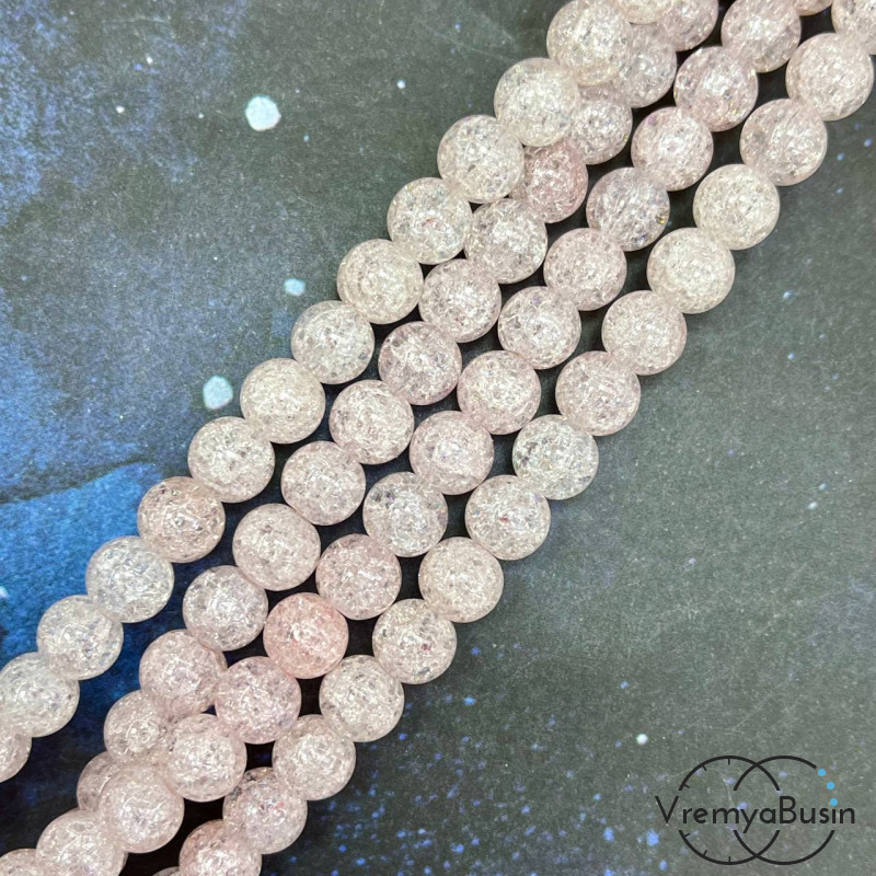Кварц кракле, шарик гладкий 8 мм (нить, ок. 48 шт.)
