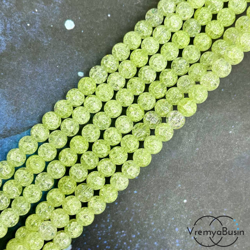 Кварц кракле, шарик гладкий 6 мм (нить, ок. 65 шт.)