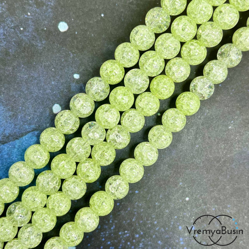 Кварц кракле, шарик гладкий 8 мм (нить, ок. 48 шт.)