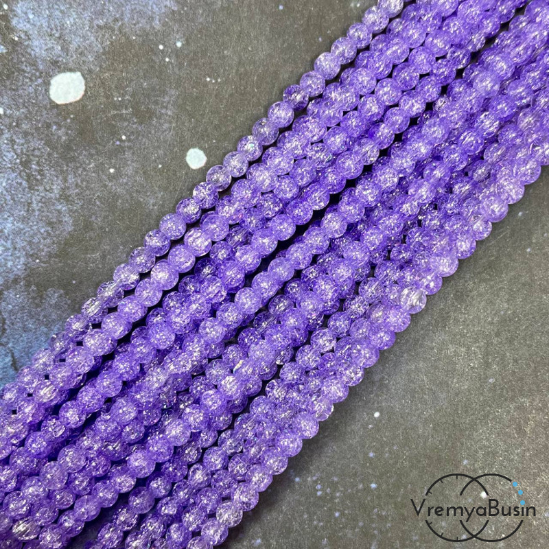 Кварц кракле, шарик гладкий 4 мм (нить, ок.  90 шт.)