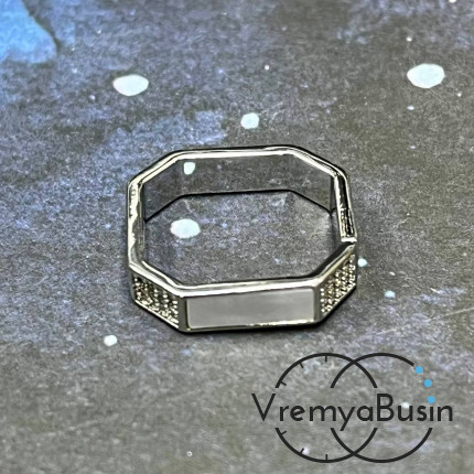 Кольцо из латуни с родиевым покрытием и перламутром (1 шт.)
