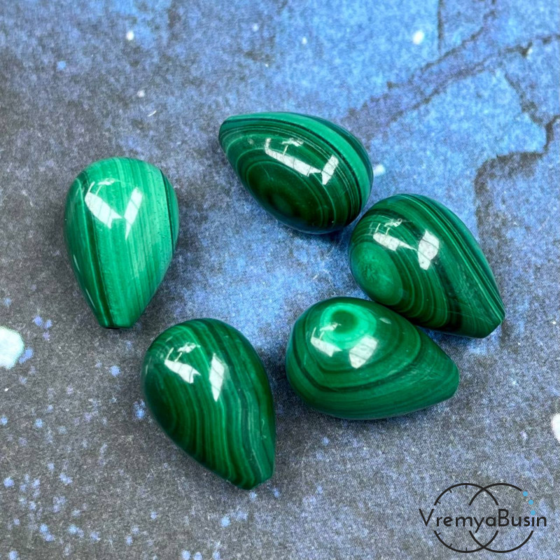 Малахит натур., подвеска короткая капля, 10х15 мм (1 шт.) 