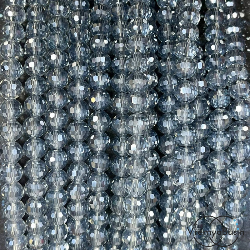 Шарики 6 мм из граненого стекла, цв.  серый  (упак. 10 шт.)