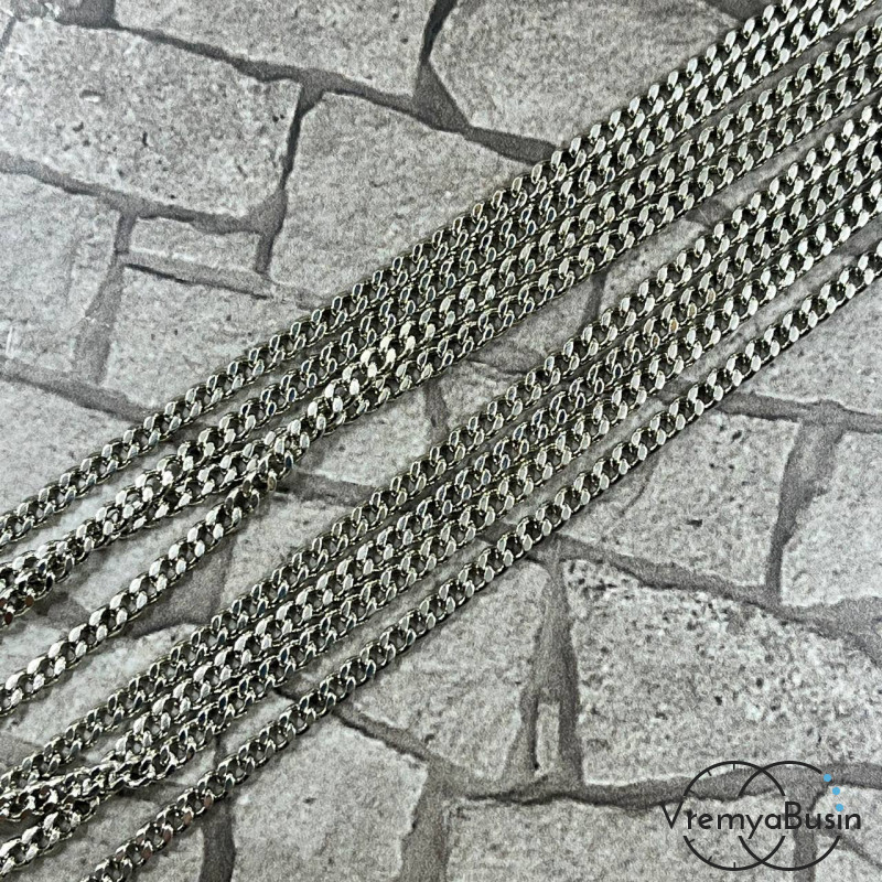 Цепочка металлическая в асс., ширина 2.5 мм, латунь с родиевым покрытием (1 м.)