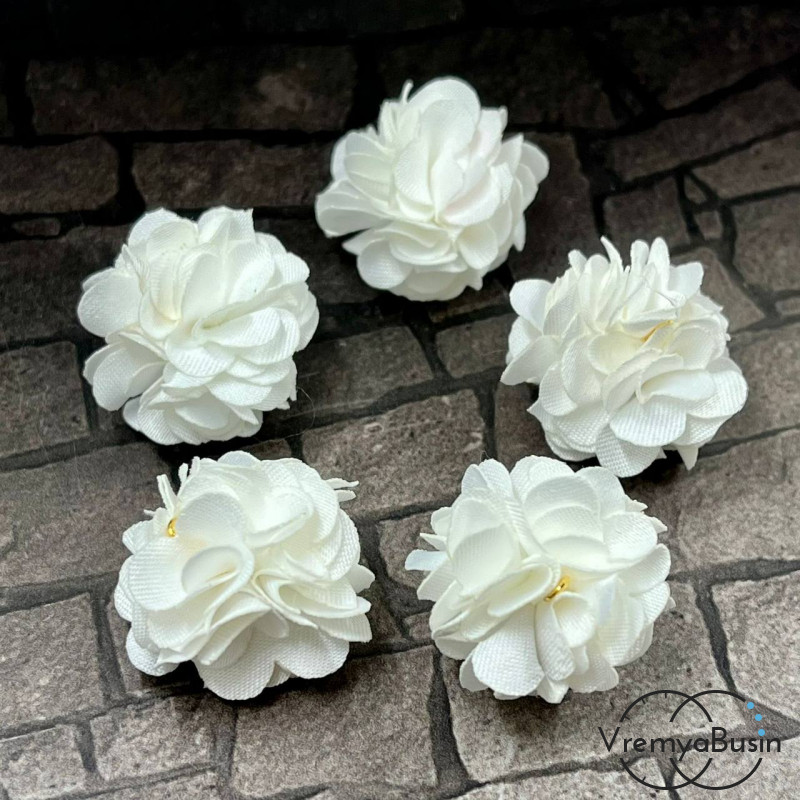 Подвеска цветочный помпон, 20 мм, белый (упак. 2 шт.)