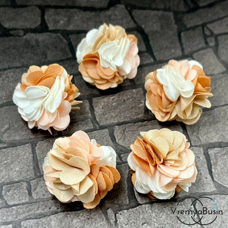 Подвеска цветочный помпон, 20 мм, в бежевых тонах (упак. 2 шт.)