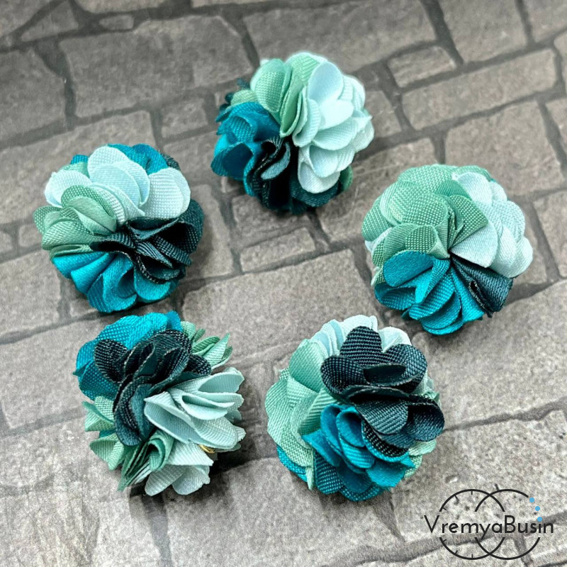 Подвеска цветочный помпон, 20 мм, в изумрудных тонах (упак. 2 шт.)