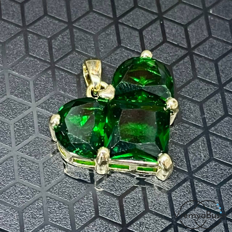 Подвеска с фианитами, сердце 20 мм, латунь с позолотой  (1 шт.)