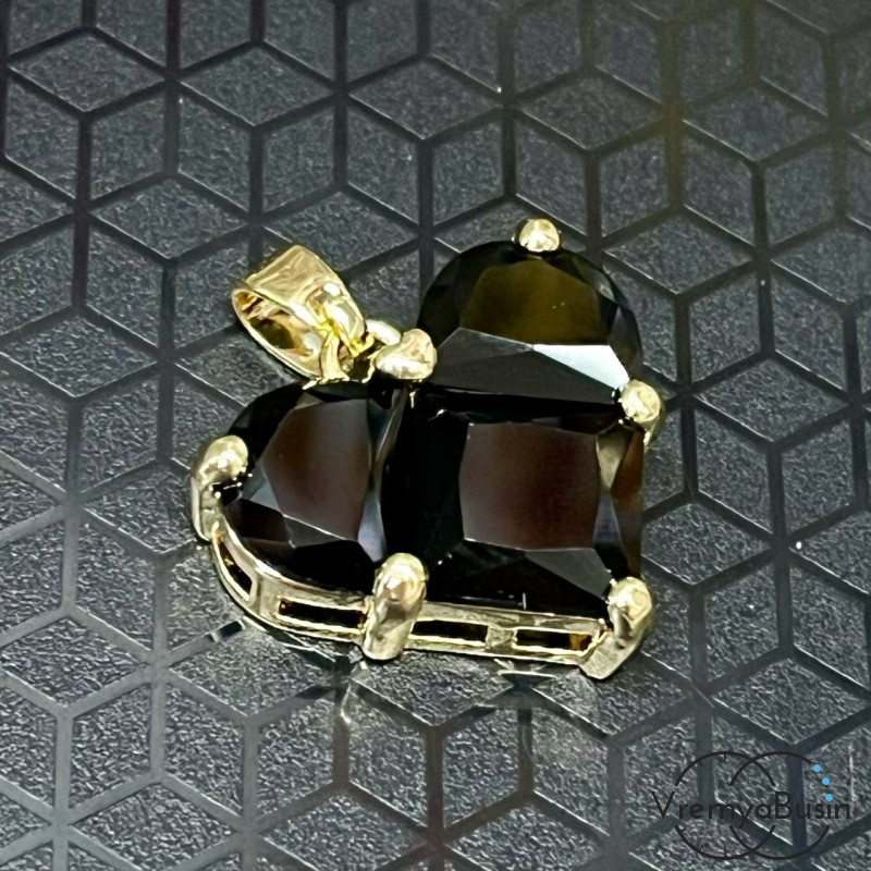 Подвеска с фианитами, сердце 20 мм, латунь с позолотой  (1 шт.)