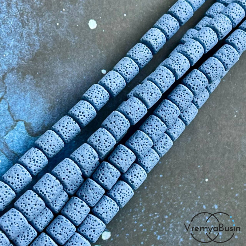 Лава, бусины цилиндры 8х8 мм (1/2 нити, ок. 23 шт.)