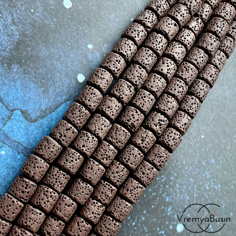 Лава, бусины цилиндры 8х8 мм (1/2 нити, ок. 23 шт.)