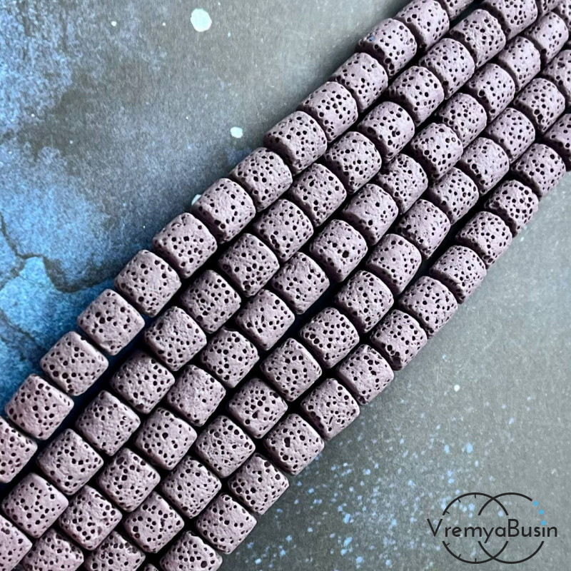 Лава, бусины цилиндры 8х8 мм (1/2 нити, ок. 23 шт.)