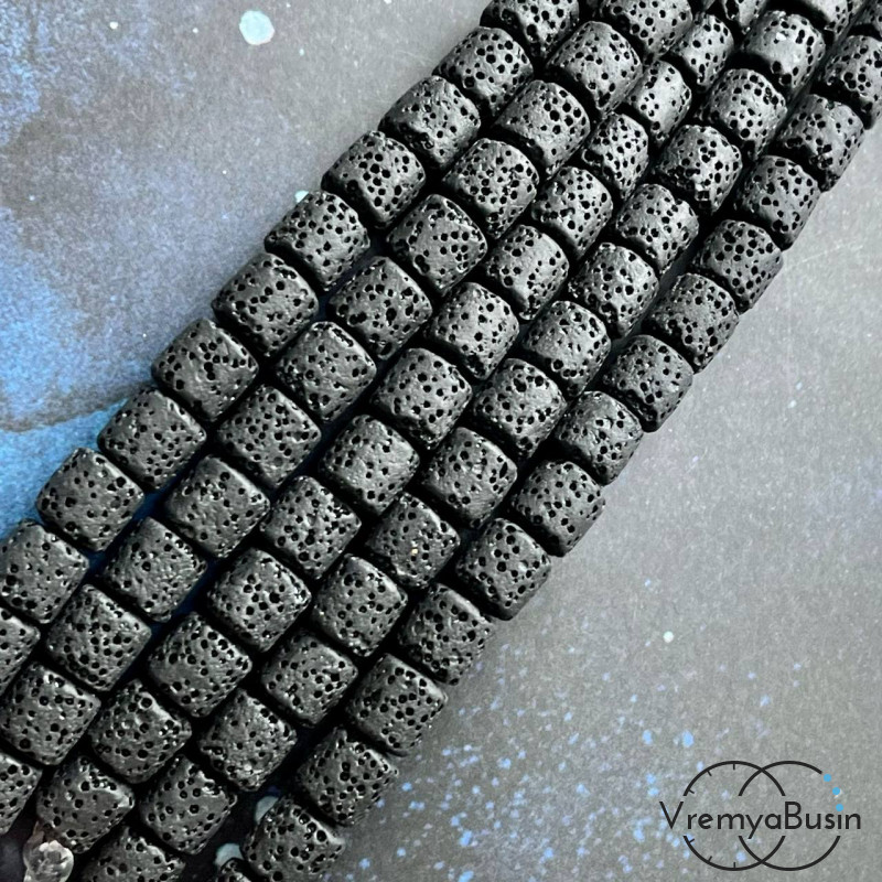 Лава, бусины цилиндры 8х8 мм (1/2 нити, ок. 23 шт.)