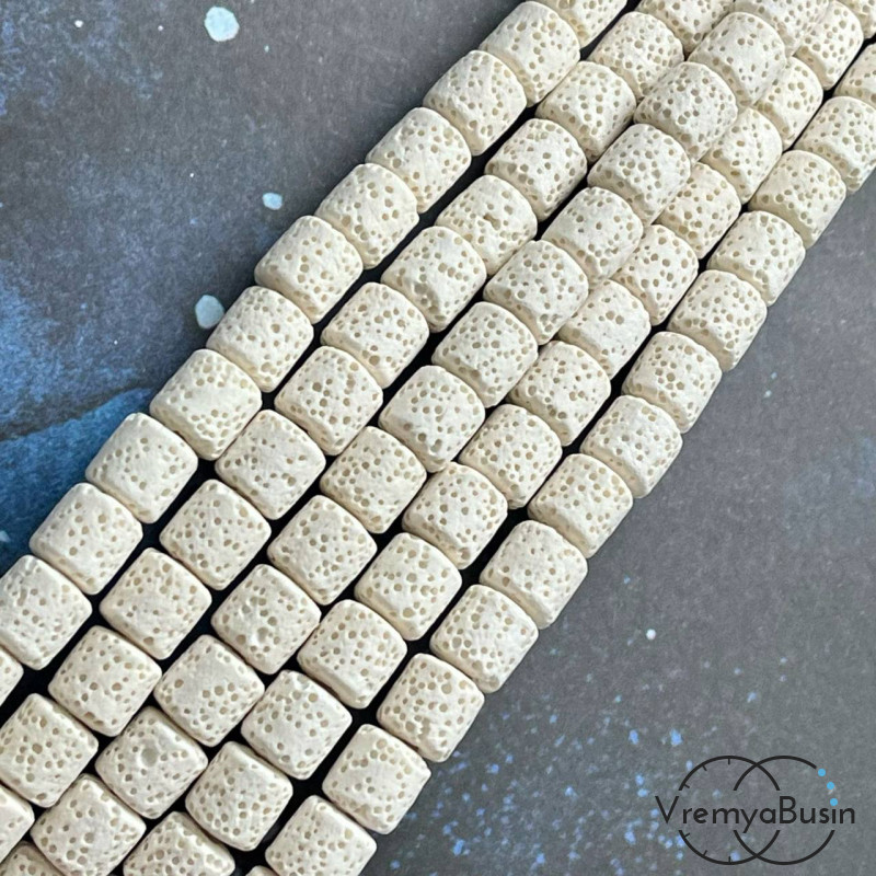 Лава, бусины цилиндры 8х8 мм (1/2 нити, ок. 23 шт.)