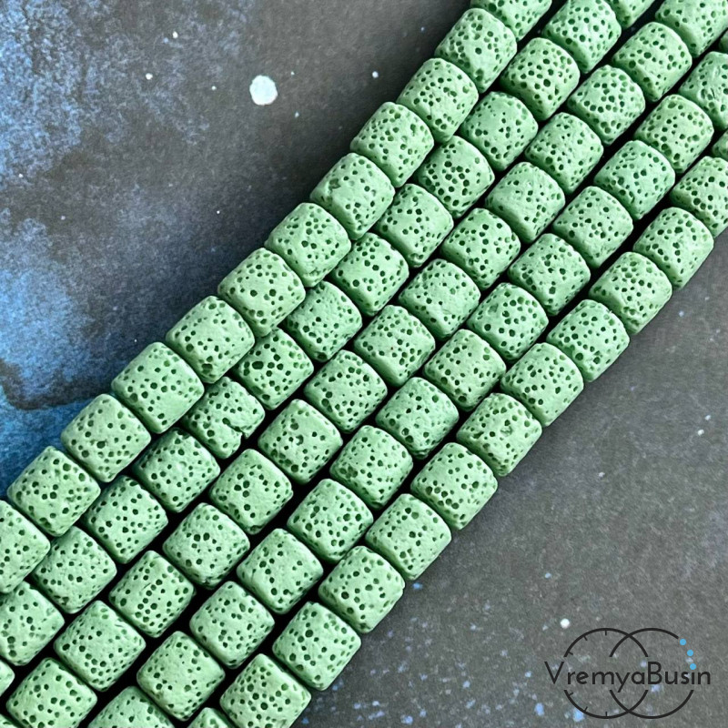 Лава, бусины цилиндры 8х8 мм (1/2 нити, ок. 23 шт.)