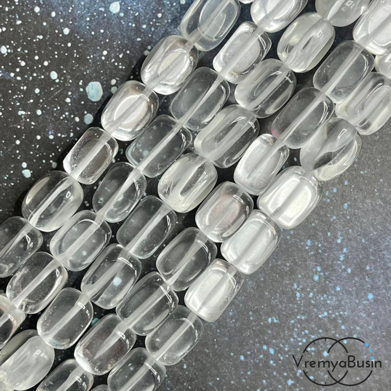 Опал синтетический, галтовка прямоугольная ок. 8х12 мм, прозрачно-белый (нить, ок. 30 шт.)