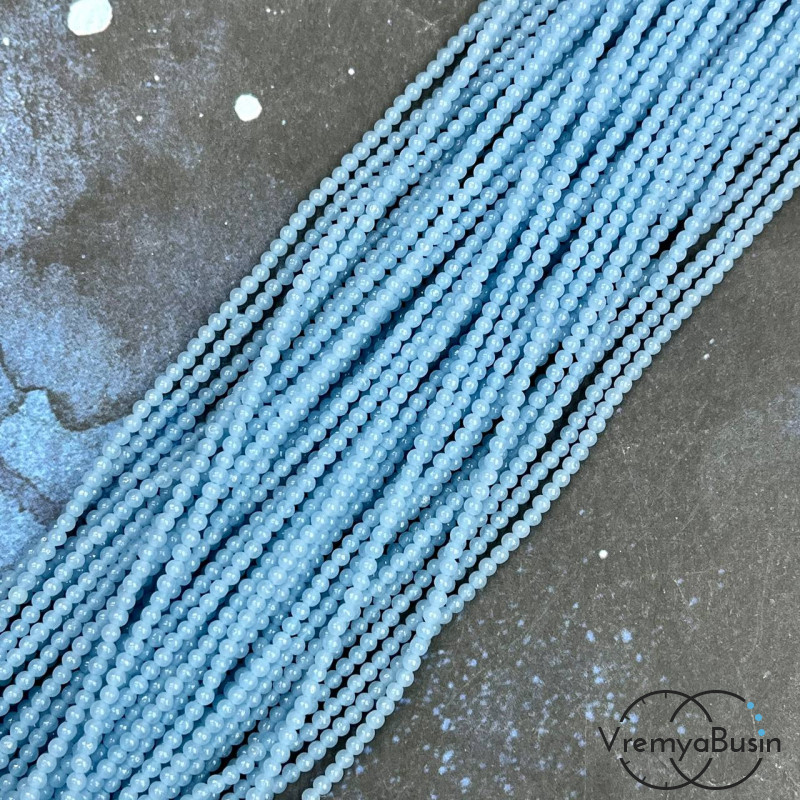 Бусины шарики из стекла, светятся в темноте, диам. ок. 2.5 мм (нить, ок. 40 см.)