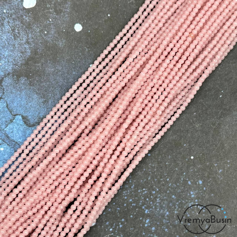 Бусины шарики из стекла, светятся в темноте, диам. ок. 2.5 мм (нить, ок. 40 см.)