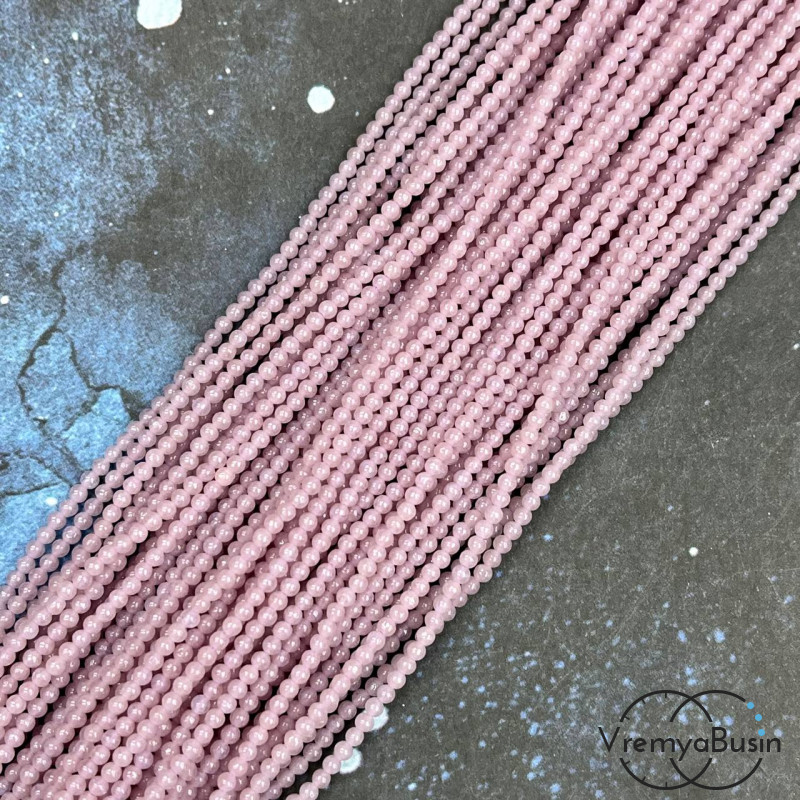 Бусины шарики из стекла, светятся в темноте, диам. ок. 2.5 мм (нить, ок. 40 см.)