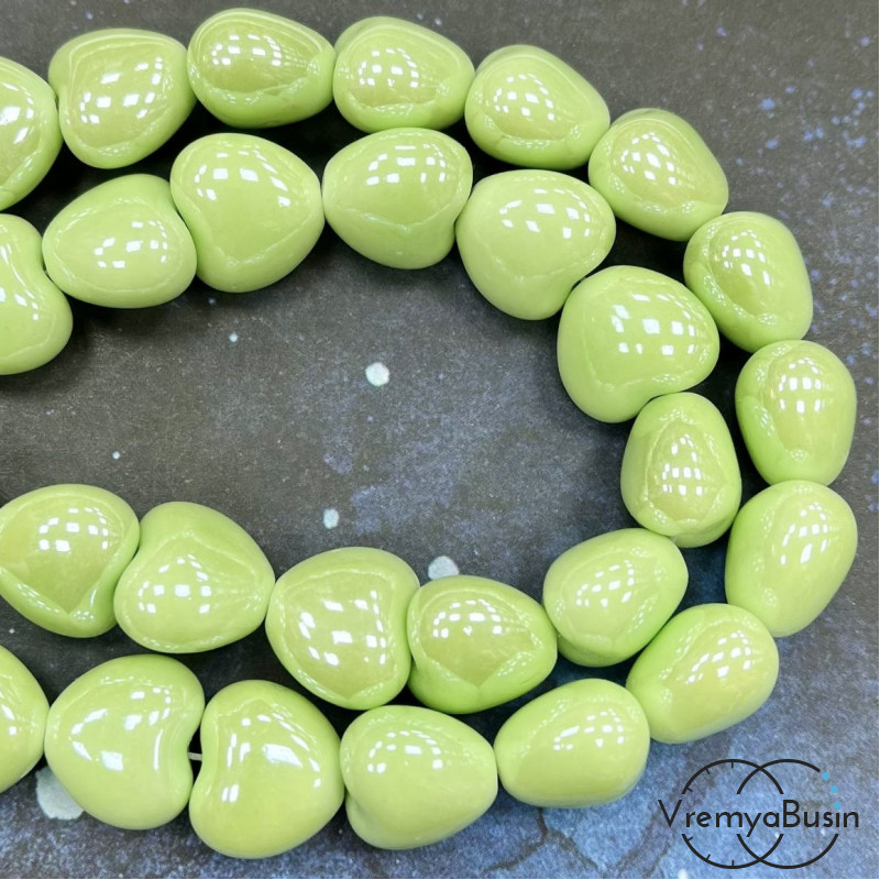 Бусины керамические "Сердце", 17 мм (1/2 нити, ок. 10 шт.)